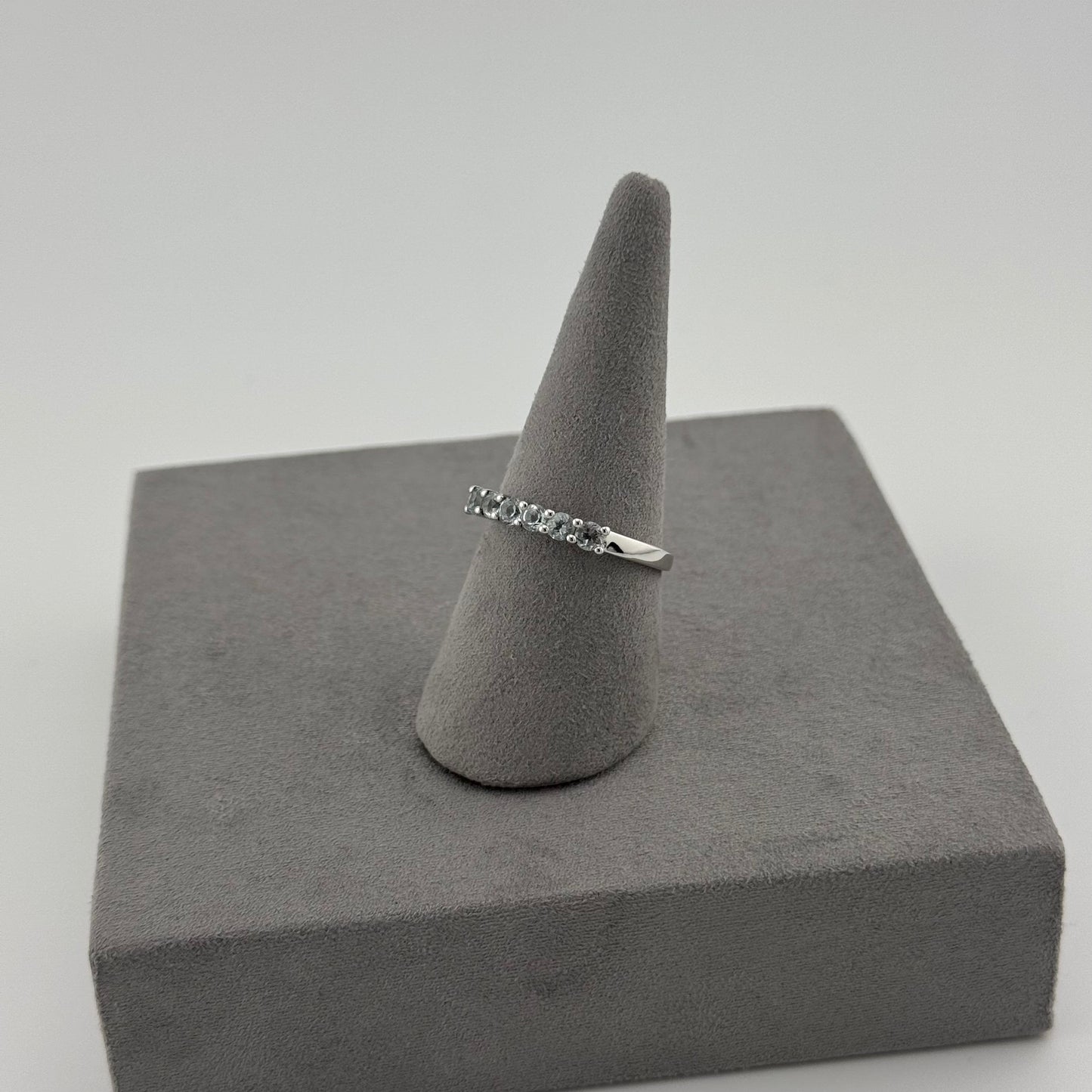 Elegant Aquamarine Eternity Ring - Sterling Silver