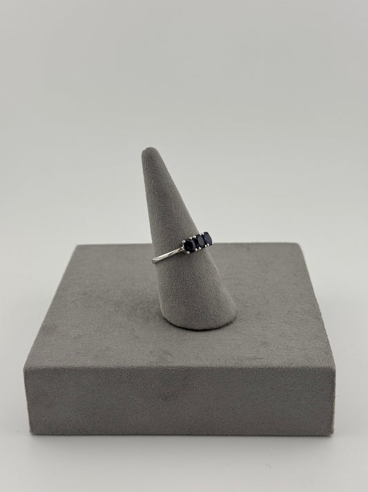 Three-Stone Sapphire Ring - Sterling Silver