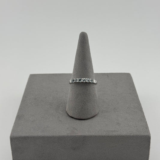 Elegant Aquamarine Eternity Ring - Sterling Silver