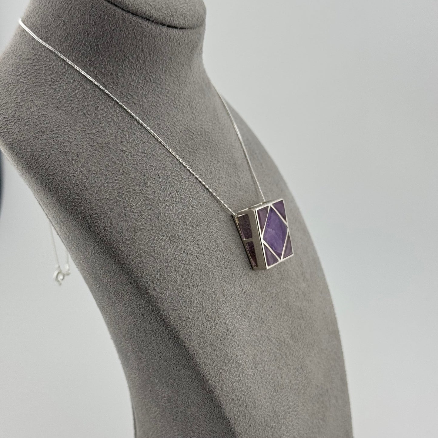 natural amethyst pendant set in sterling silver