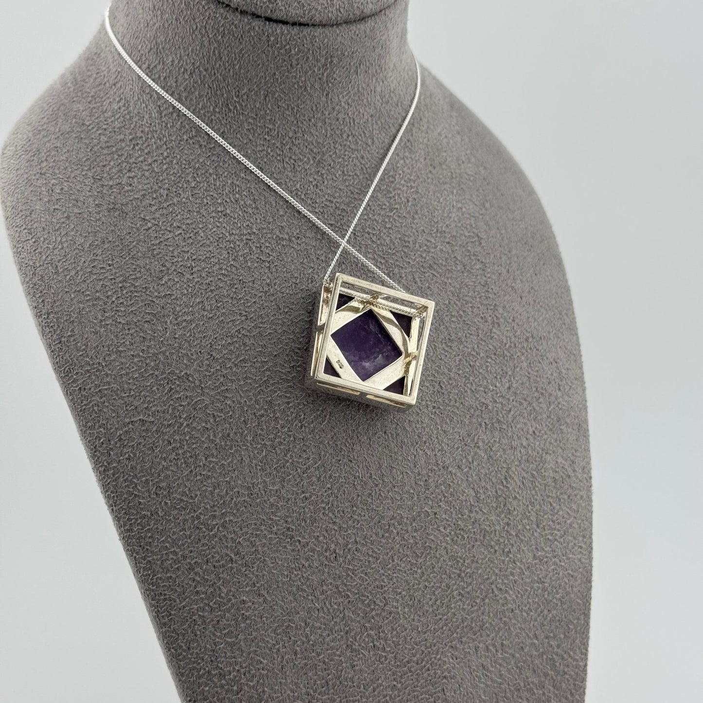 natural amethyst pendant set in sterling silver