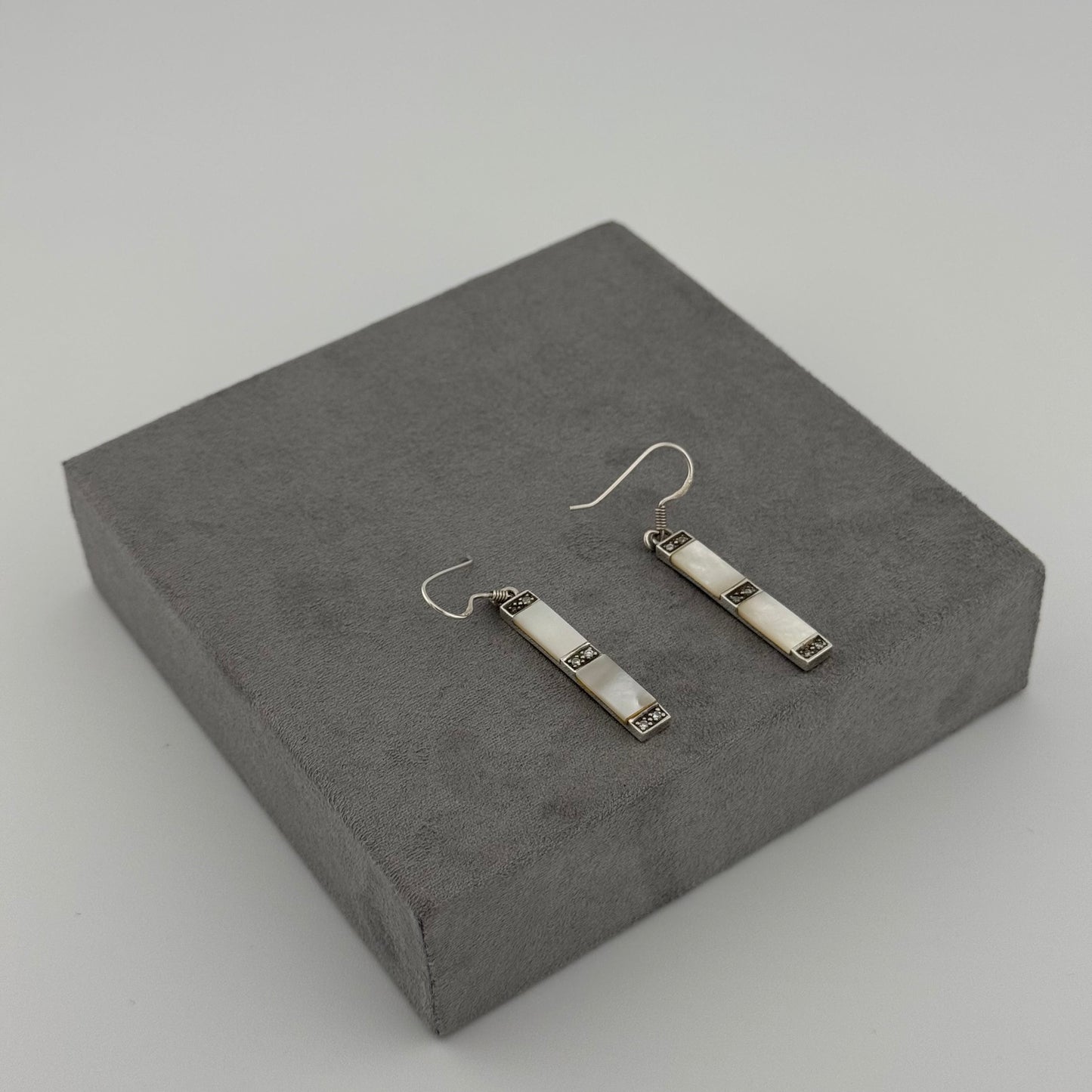 mother of pearl earrings in sterling silver