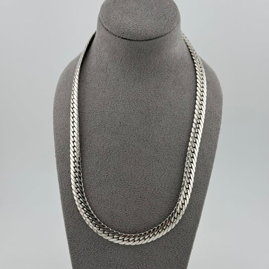 sterling silver heavy  herringbone chain 20 Inches in length on a grey bust
