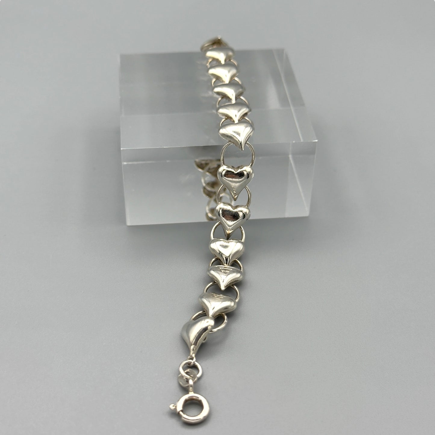 Bracelet angled to show heart shapes clearly
