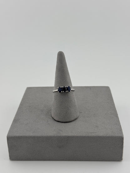 Three-Stone Sapphire Ring - Sterling Silver