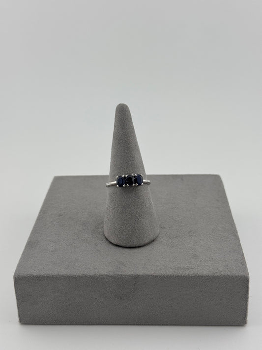 Three-Stone Sapphire Ring - Sterling Silver