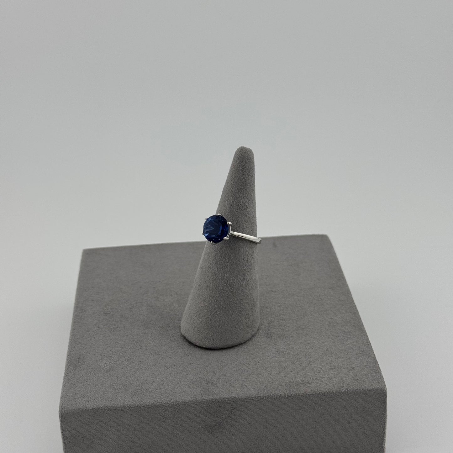 Sapphire Classic Solitaire Ring - Sterling Silver