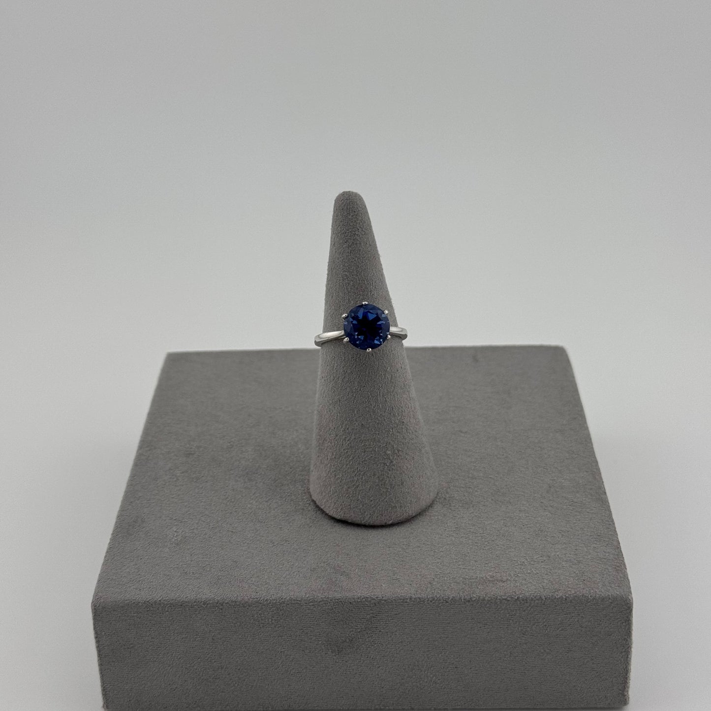 Sapphire Classic Solitaire Ring - Sterling Silver