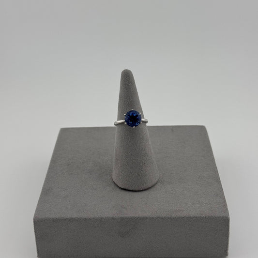 Sapphire Classic Solitaire Ring - Sterling Silver