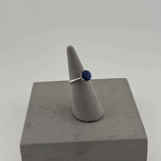 Sapphire Classic Solitaire Ring - Sterling Silver