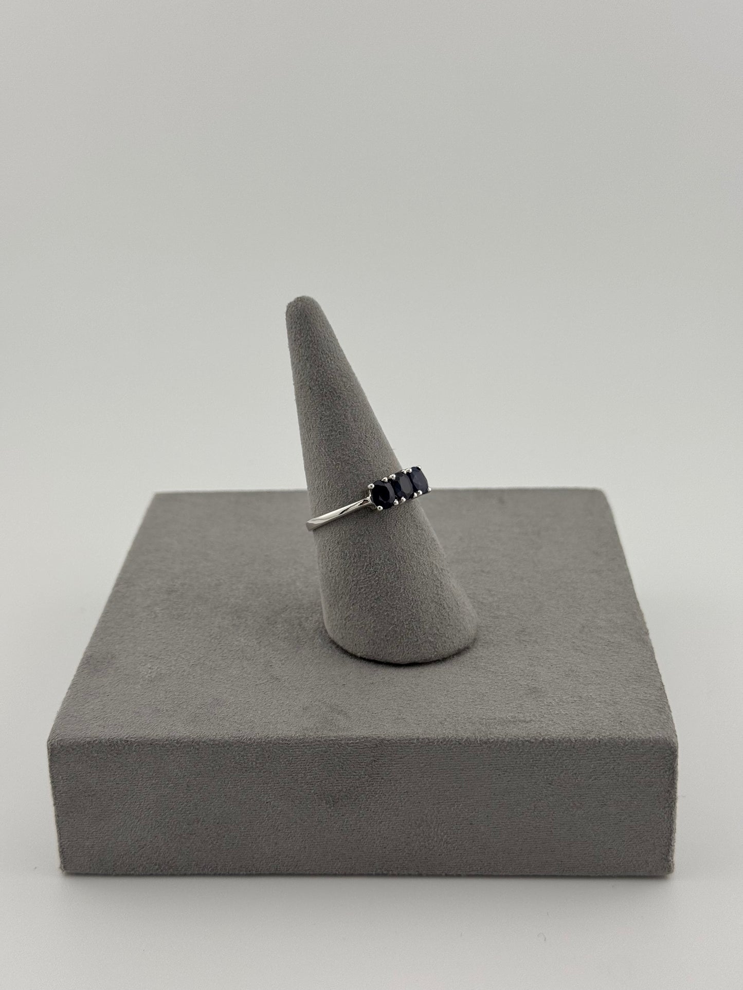 Three-Stone Sapphire Ring - Sterling Silver