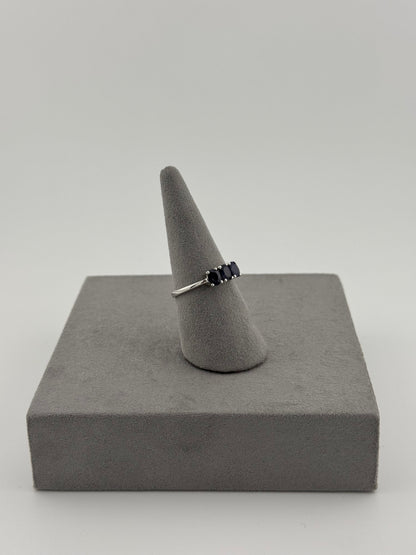 Three-Stone Sapphire Ring - Sterling Silver