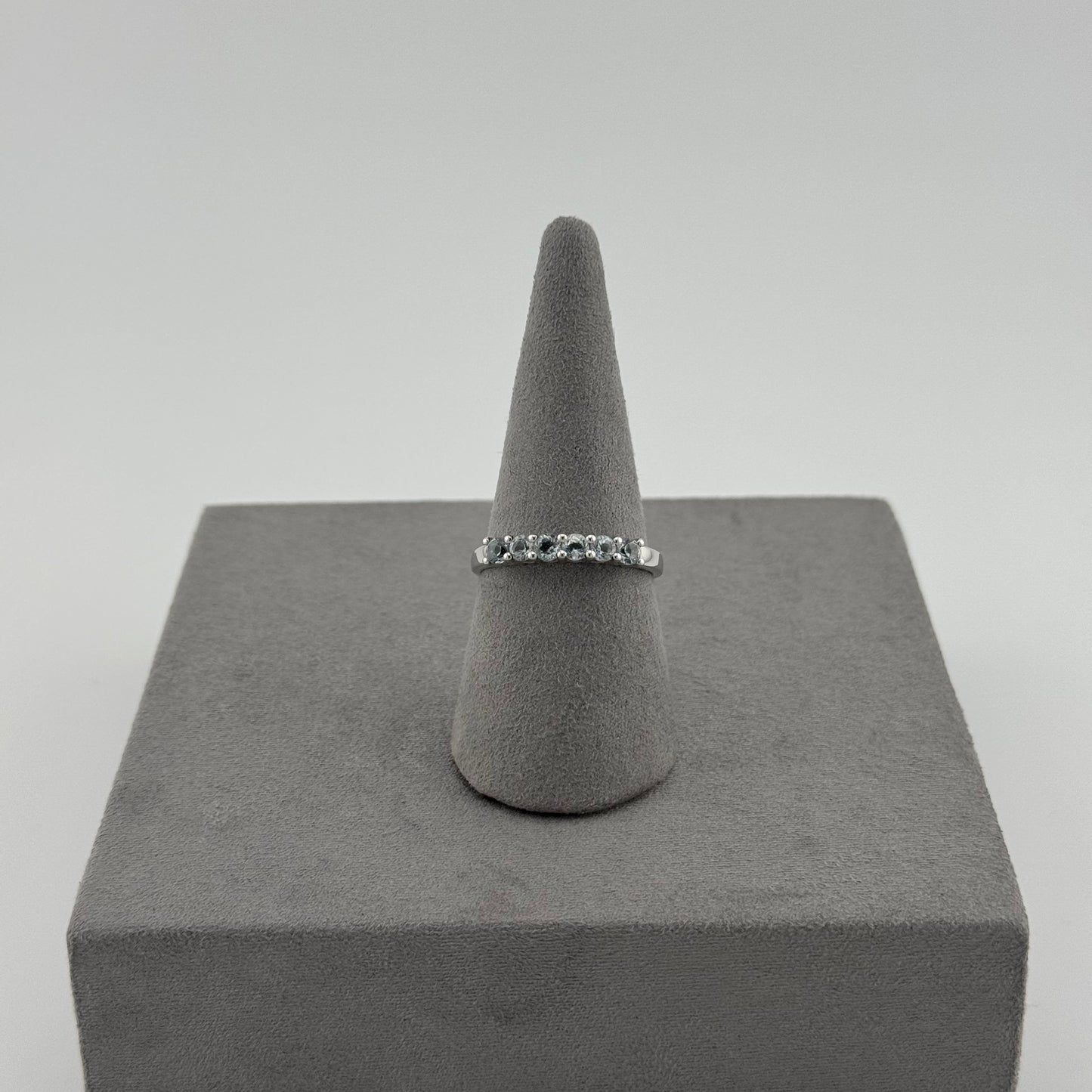 Elegant Aquamarine Eternity Ring - Sterling Silver