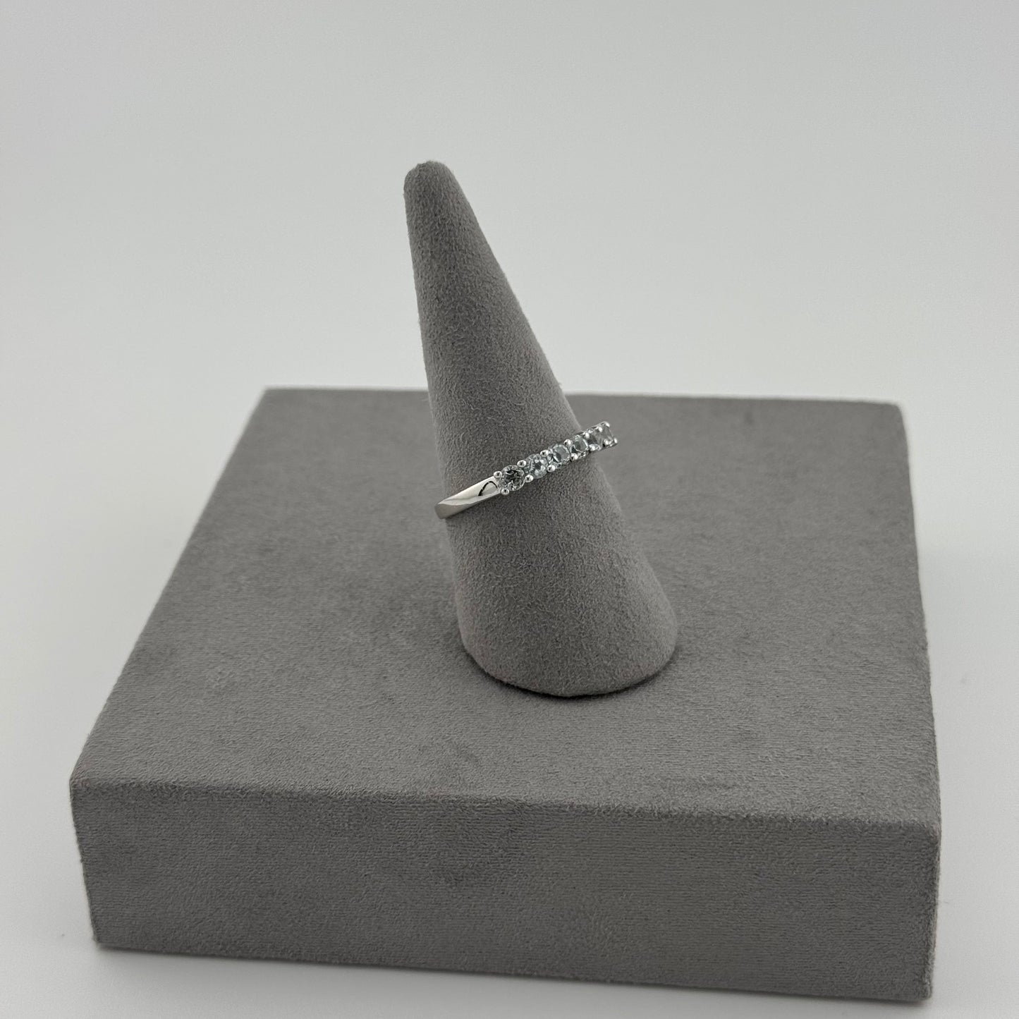 Elegant Aquamarine Eternity Ring - Sterling Silver