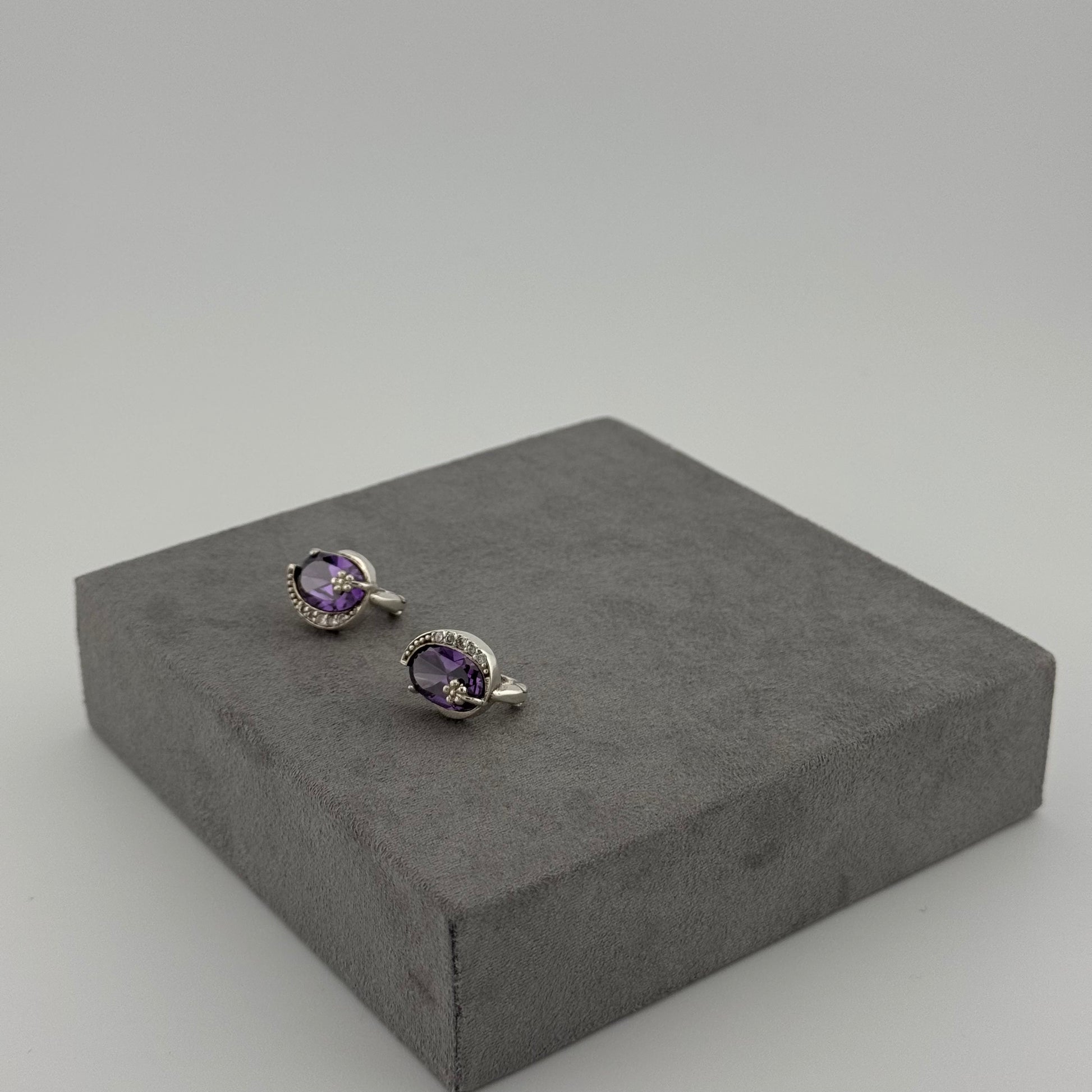 amethyst floral earrings set in sterling silver