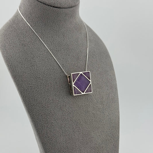 sterling silver necklace with natural amethyst pendant 