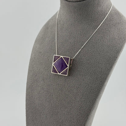 sterling silver necklace with natural amethyst pendant 