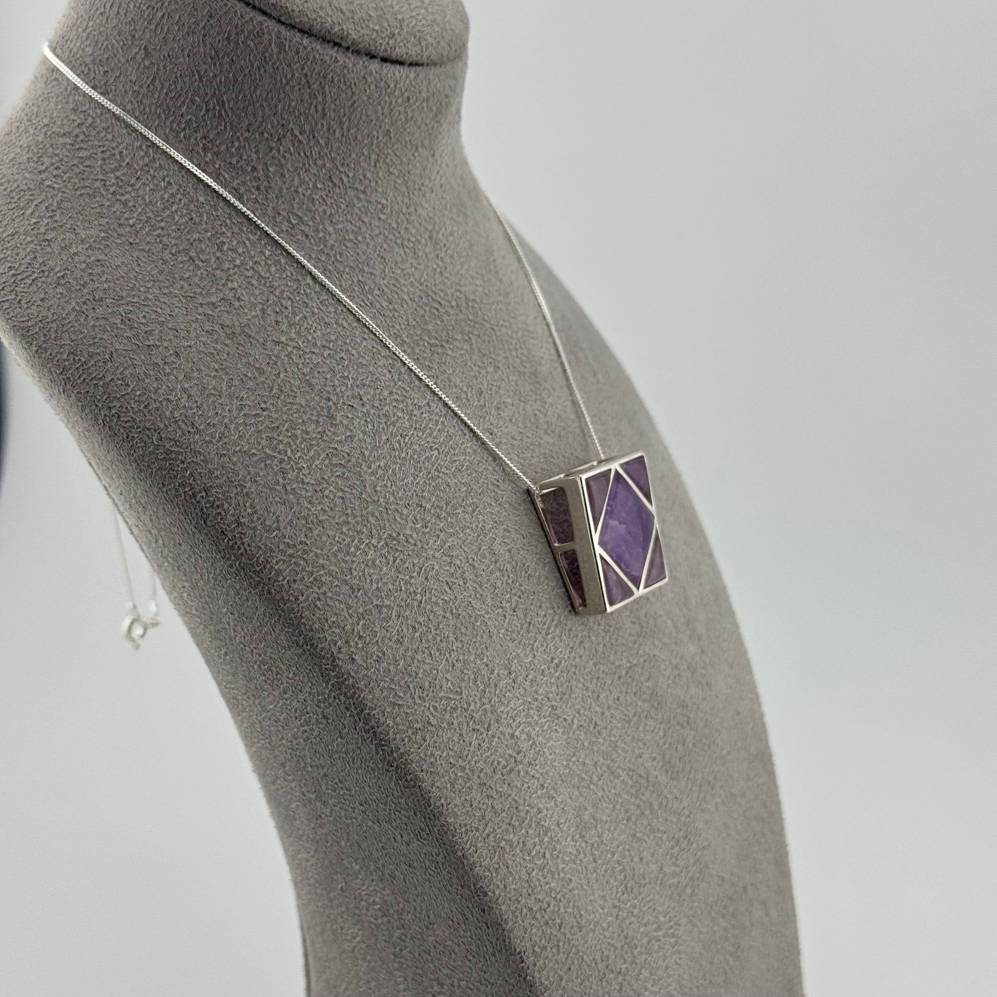 natural amethyst pendant set in sterling silver