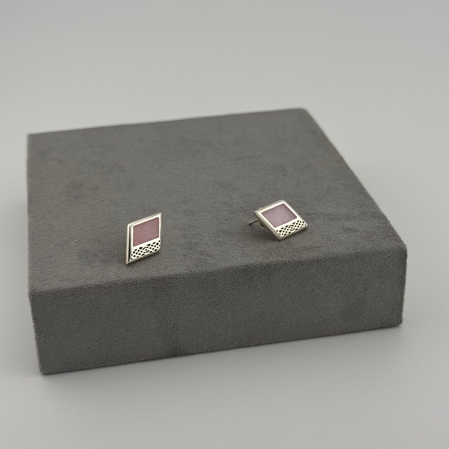 sterling silver earrings with mother of pearl stone