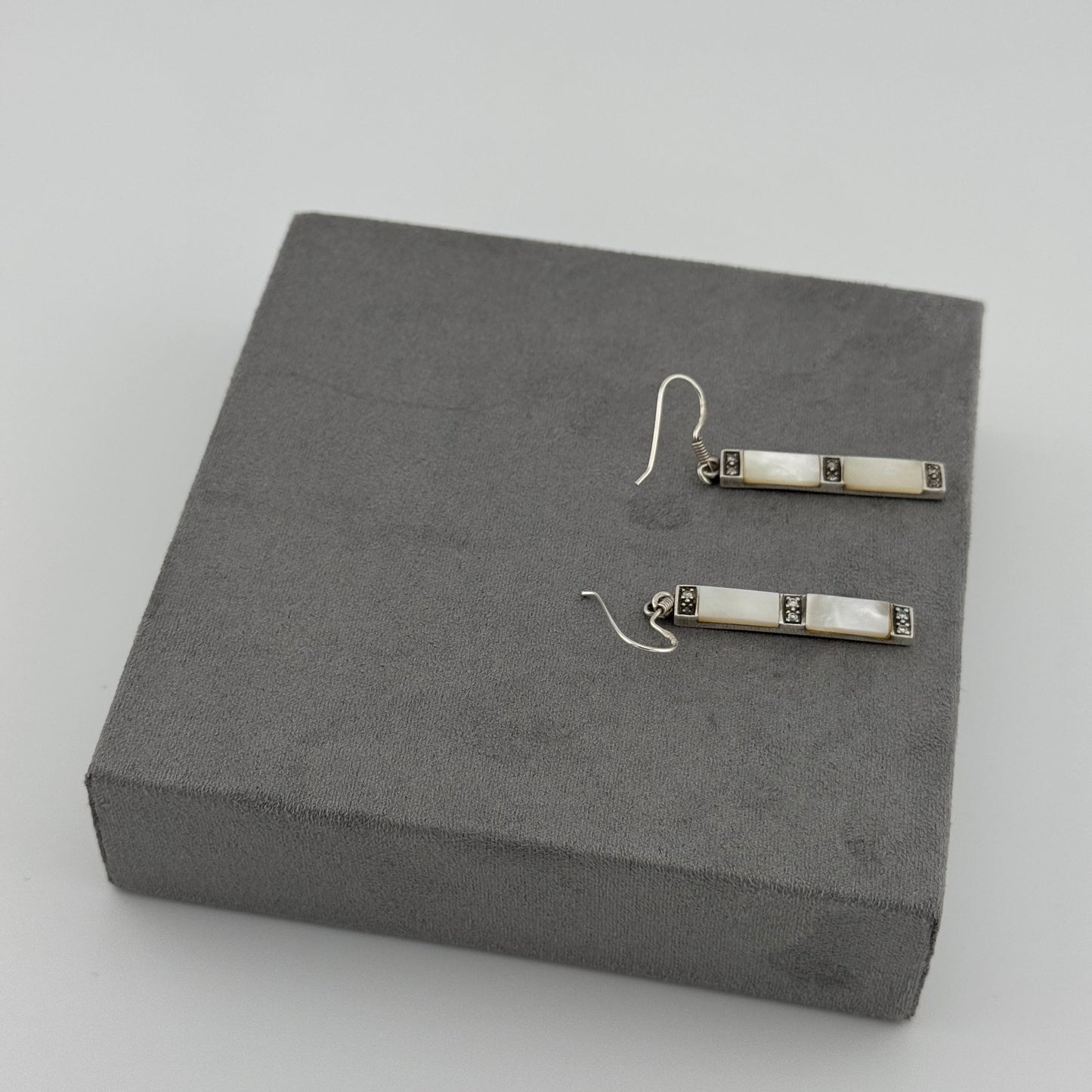 mother of pearl earrings in sterling silver