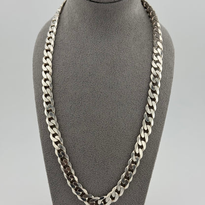 sterling silver heavy mens chain on a grey bust