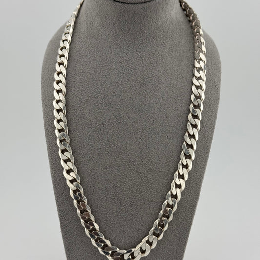 sterling silver heavy mens chain on a grey bust
