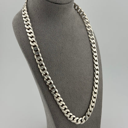sterling silver heavy mens chain on a grey bust