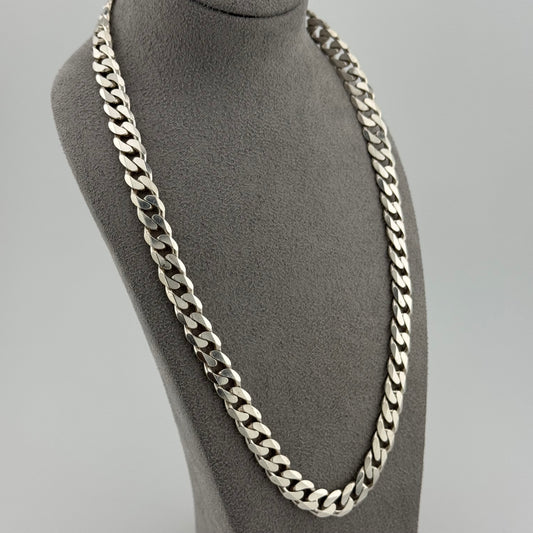 sterling silver heavy mens chain on a grey bust