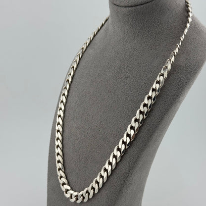 sterling silver heavy mens chain on a grey bust