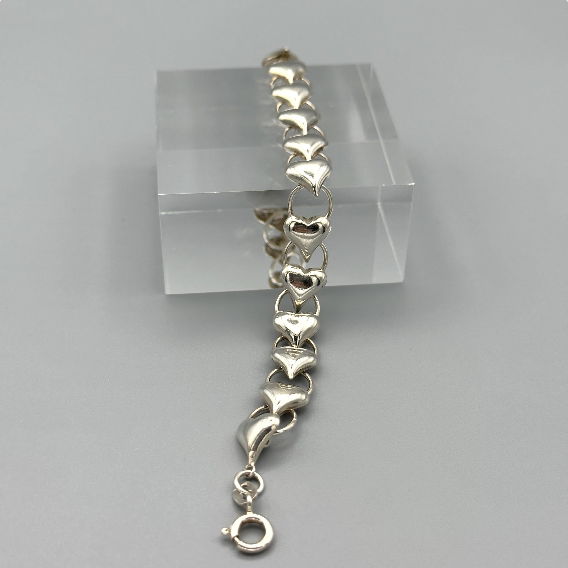 Bracelet angled to show heart shapes clearly